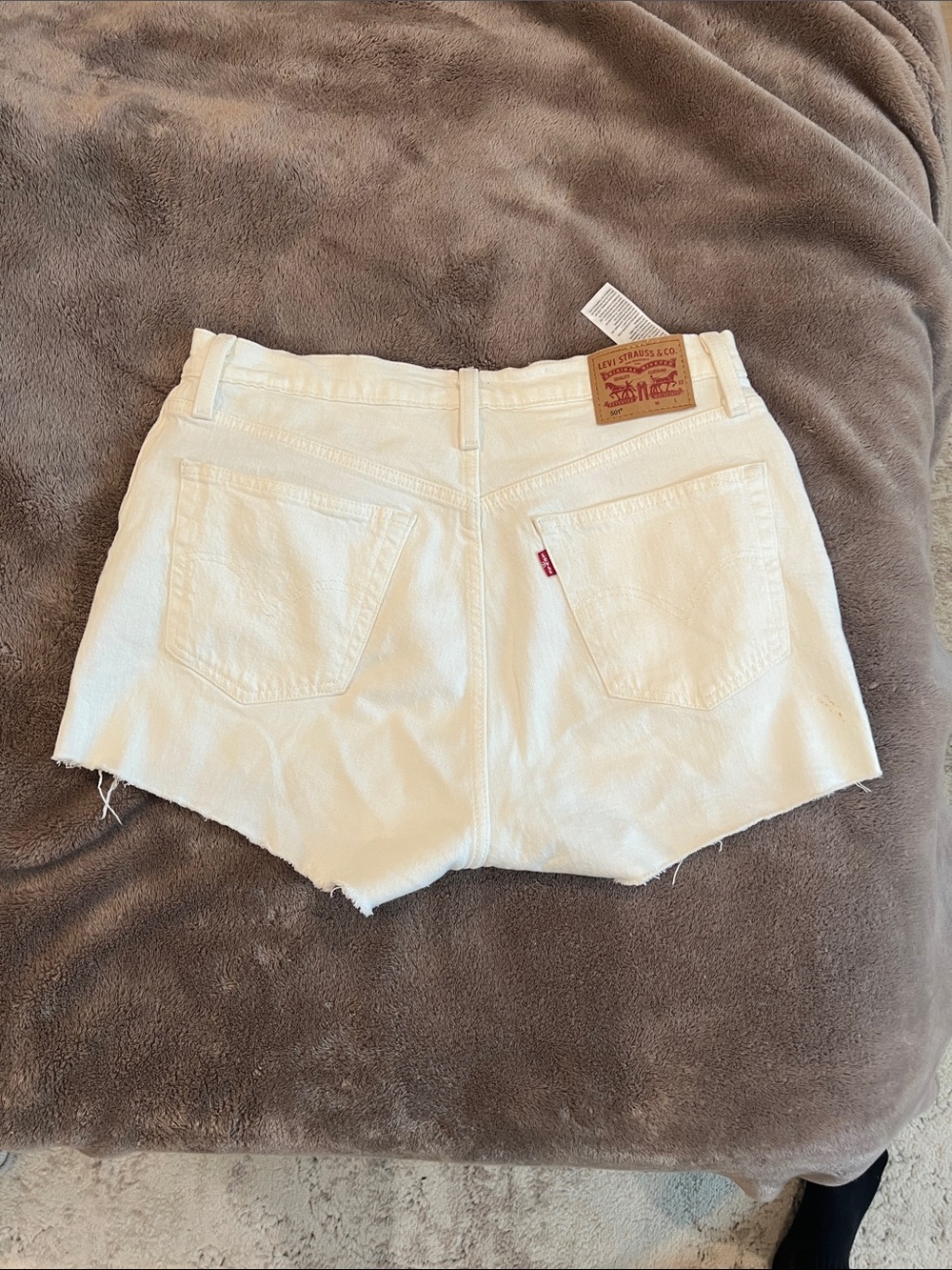 Levi's White Denim Cutoff Shorts with Back Pockets